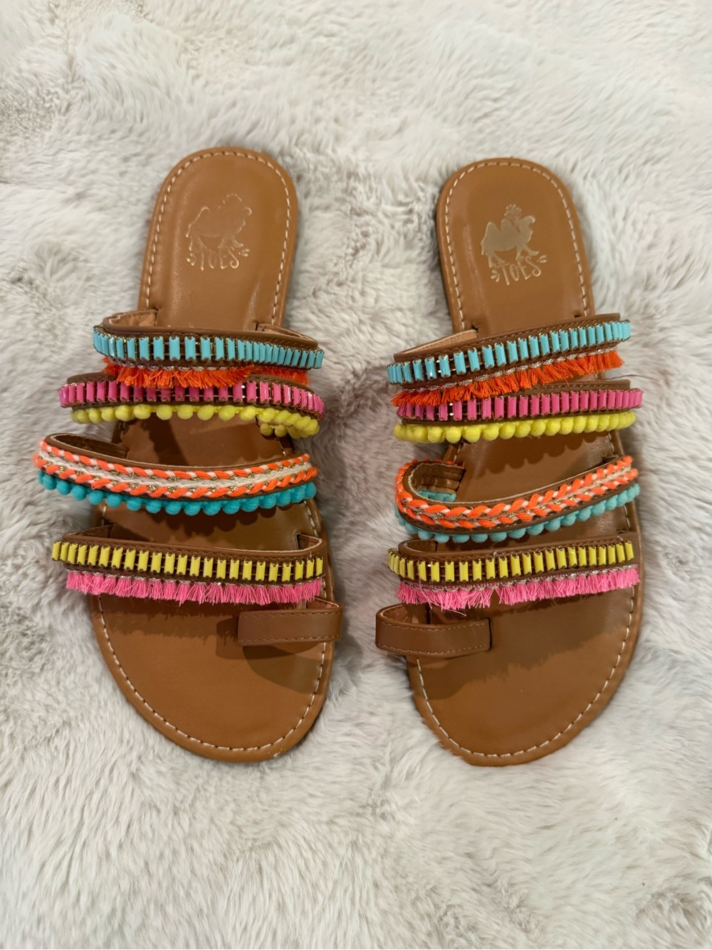 Bold and Bright multicolored slide sandals